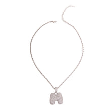 Load image into Gallery viewer, M Rhinestone Silver Necklace
