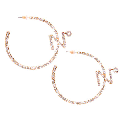 N Gold Rhinestone Hoops