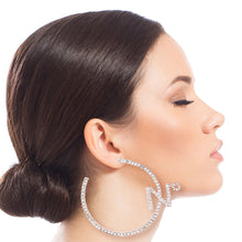 Load image into Gallery viewer, N Silver Rhinestone Hoops
