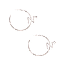 Load image into Gallery viewer, N Silver Rhinestone Hoops
