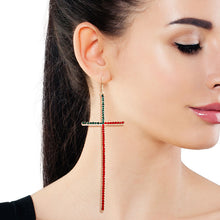 Load image into Gallery viewer, Designer Style Pave Rhinestone Cross Drop Earrings
