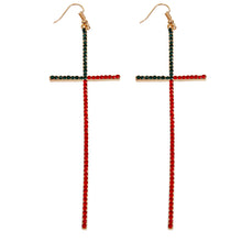 Load image into Gallery viewer, Designer Style Pave Rhinestone Cross Drop Earrings
