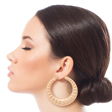 Load image into Gallery viewer, Gold Wavy Bamboo Hoops
