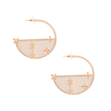 Load image into Gallery viewer, Gold and White Flower Hoops
