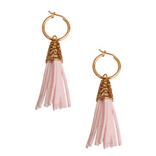 Load image into Gallery viewer, Pink Tassel Baby Hoop Earrings
