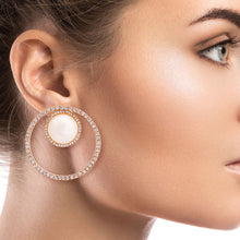 Load image into Gallery viewer, Cream Pearl Pave Round Earrings
