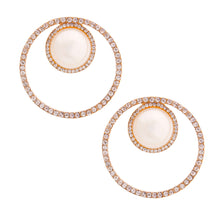 Load image into Gallery viewer, Cream Pearl Pave Round Earrings
