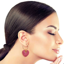 Load image into Gallery viewer, Pink Stone Heart Hoops
