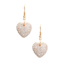 Load image into Gallery viewer, Gold Rhinestone Heart Fish Hooks
