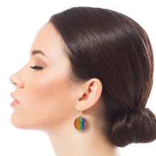 Load image into Gallery viewer, Rainbow Stripe Disc Earrings
