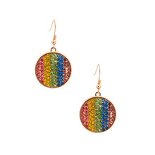 Load image into Gallery viewer, Rainbow Stripe Disc Earrings

