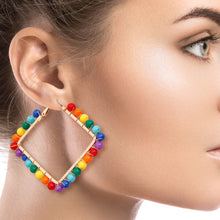 Cargar imagen en el visor de la galería, Square Rainbow Bead Earrings
