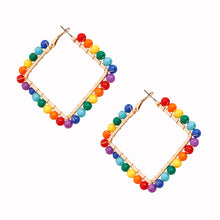 Cargar imagen en el visor de la galería, Square Rainbow Bead Earrings

