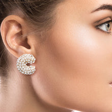 Load image into Gallery viewer, C Initial Rhinestone Studs
