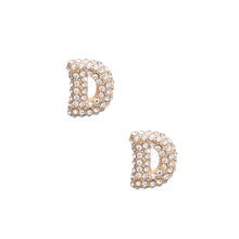 Load image into Gallery viewer, D Initial Rhinestone Studs
