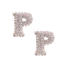 Load image into Gallery viewer, P Rhinestone Silver Studs
