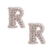 Load image into Gallery viewer, R Rhinestone Silver Studs

