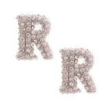 R Rhinestone Silver Studs