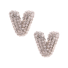 Load image into Gallery viewer, V Rhinestone Silver Studs
