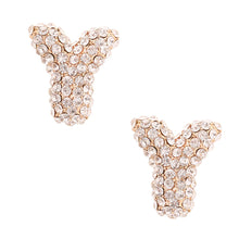 Load image into Gallery viewer, Y Rhinestone Gold Studs
