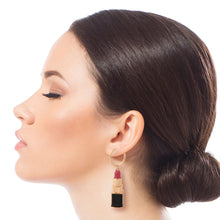 Load image into Gallery viewer, Pink Lipstick Charm Hoops
