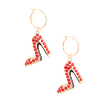 Load image into Gallery viewer, Bling Boutique High Heel Red Hoops
