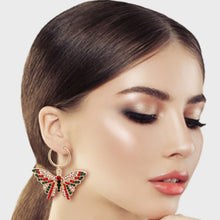 Load image into Gallery viewer, Red and Green Flutter Butterfly Hoops
