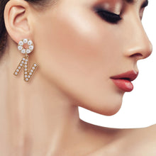 Load image into Gallery viewer, Cream Dangling N Designer Earrings
