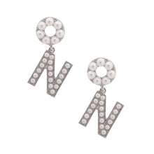 Load image into Gallery viewer, White Dangling N Designer Earrings

