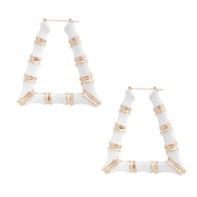Load image into Gallery viewer, White Trapozoid Bamboo Hoops
