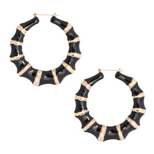 Load image into Gallery viewer, Black Color Bamboo Hoops
