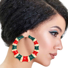Load image into Gallery viewer, Red and Green Color Bamboo Hoops
