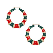 Load image into Gallery viewer, Red and Green Color Bamboo Hoops
