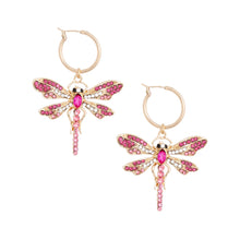 Load image into Gallery viewer, Pink Dragonfly Baby Hoops
