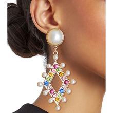 Load image into Gallery viewer, Pearl and Multi Stone Diamond Earrings
