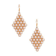 Load image into Gallery viewer, Cream Pearl Stud Diamond Earrings

