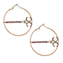 Load image into Gallery viewer, Multi Color Stone Scissor Hoops
