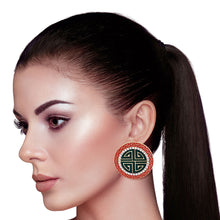 Load image into Gallery viewer, Red and Green Greek Studs
