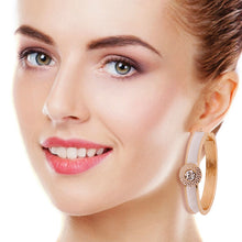 Load image into Gallery viewer, White Greek Medallion Casting Hoops
