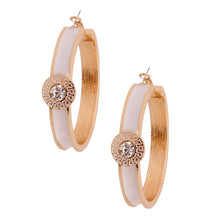 Load image into Gallery viewer, White Greek Medallion Casting Hoops
