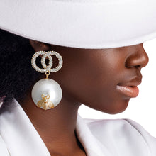 Load image into Gallery viewer, Gold Infinity Stud Jumbo Pearl Earrings

