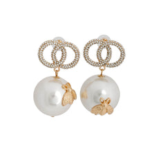 Load image into Gallery viewer, Gold Infinity Stud Jumbo Pearl Earrings
