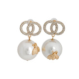 Gold Infinity Stud Jumbo Pearl Earrings