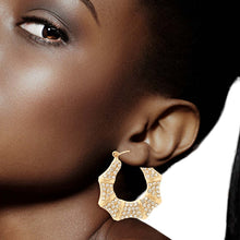 Load image into Gallery viewer, Gold Bling Bamboo Hoops
