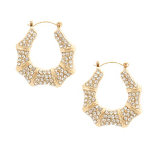Load image into Gallery viewer, Gold Bling Bamboo Hoops
