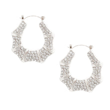 Load image into Gallery viewer, Silver Bling Bamboo Hoops
