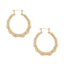Load image into Gallery viewer, Gold Bling Thin Bamboo Hoops
