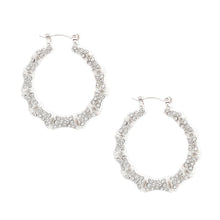 Load image into Gallery viewer, Silver Bling Thin Bamboo Hoops
