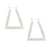 Silver Bling Trapezoid Bamboo Hoops
