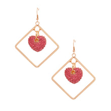 Load image into Gallery viewer, Gold Drop Diamond Pink Earrings
